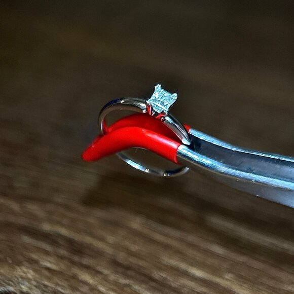 Small Princess Cut 14k Gold Diamond Ring - Picture 9 of 12